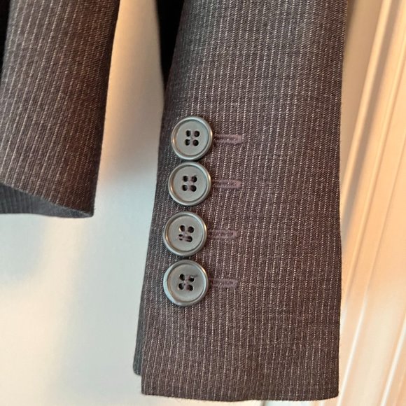 New York & Co Stretch 2-Button Black & Gray Pinstripe Blazer - 12 Average - Picture 4 of 6